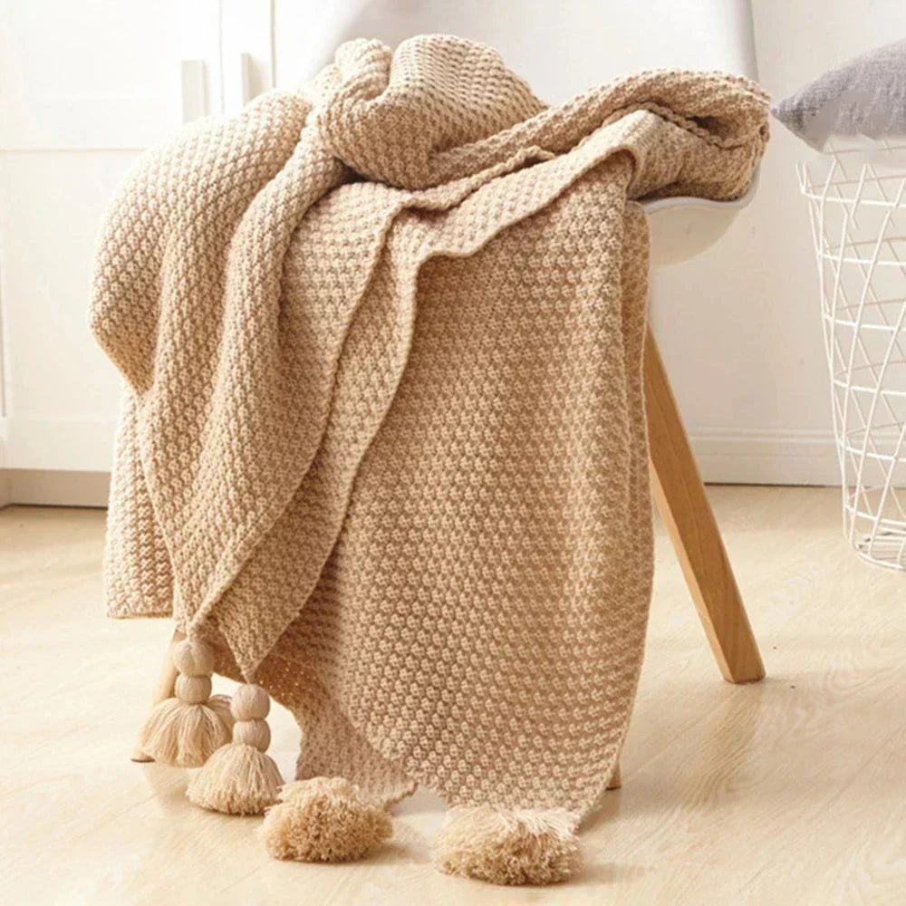 Textured Knitted Throw | Soft Sofa Comfort Decor