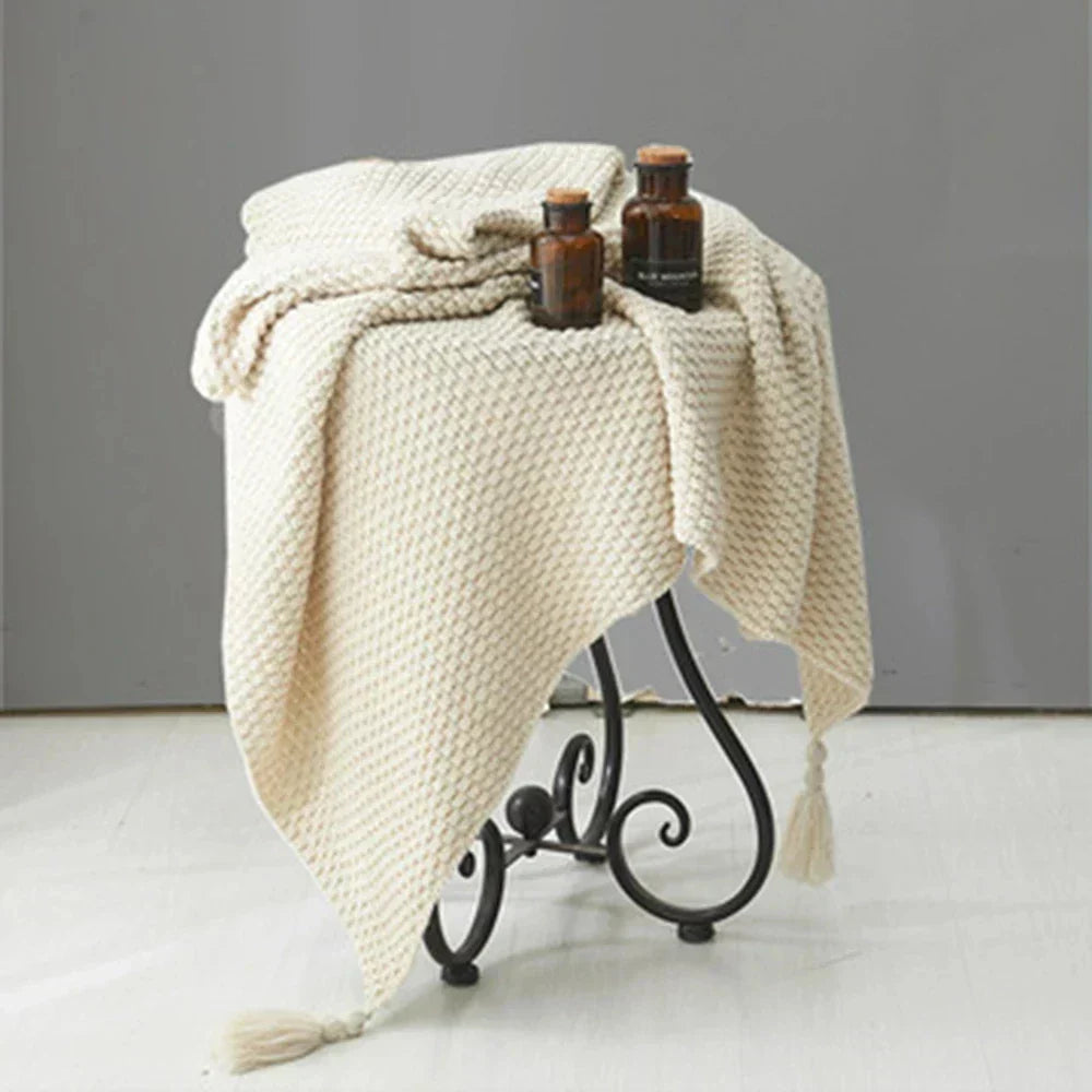 Textured Knitted Throw | Soft Sofa Comfort Decor