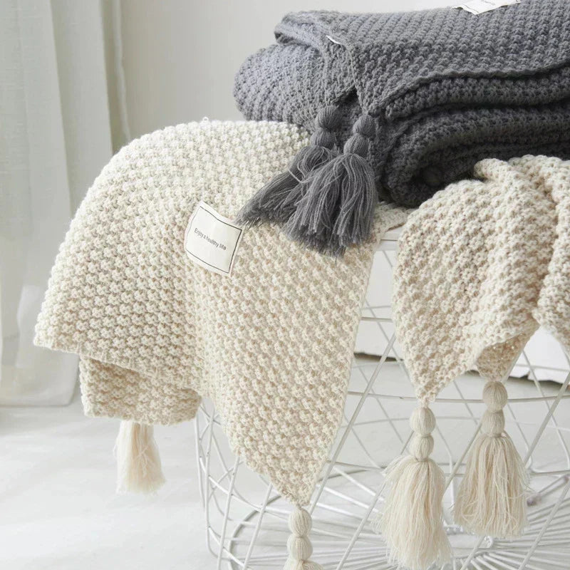 Textured Knitted Throw | Soft Sofa Comfort Decor