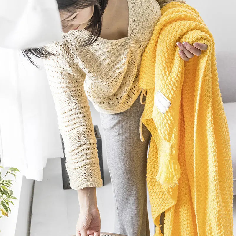 Textured Knitted Throw | Soft Sofa Comfort Decor