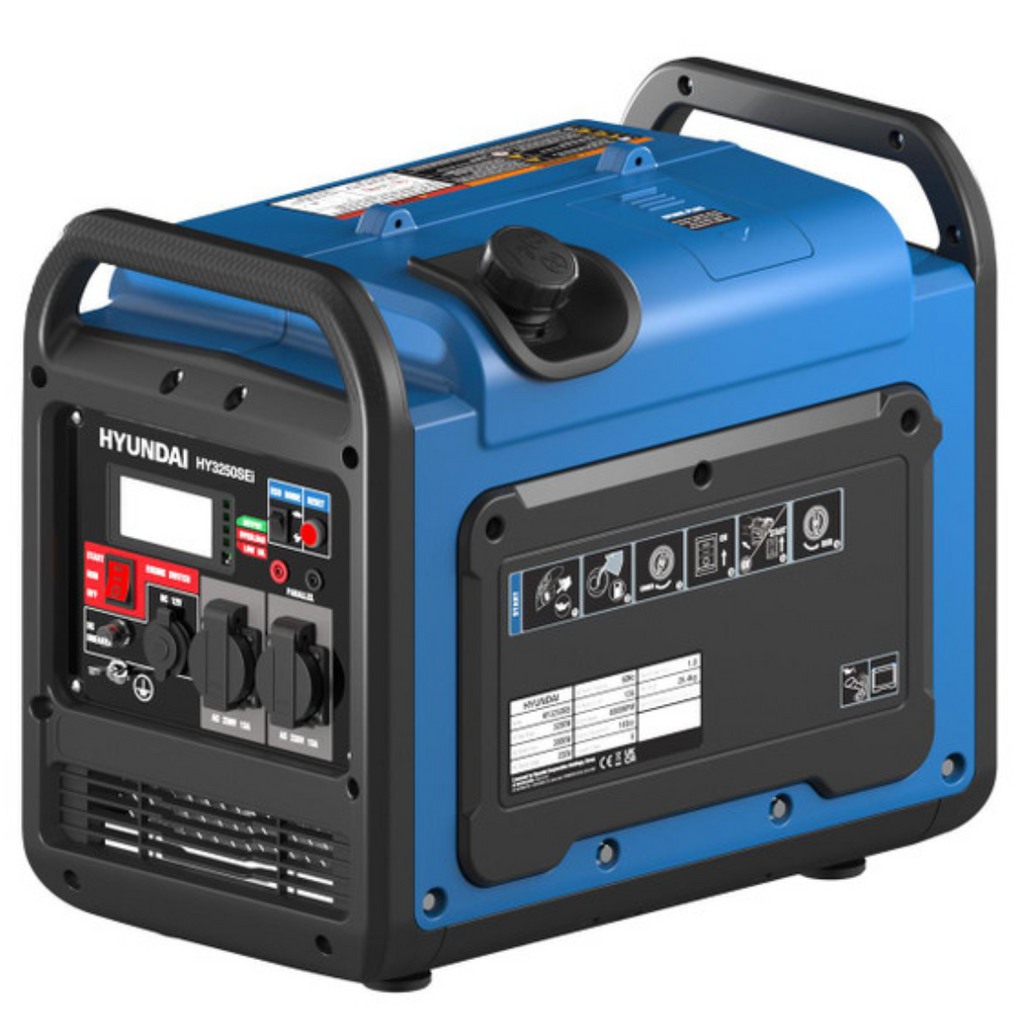 Hyundai 3200W / 3.2kW Petrol Inverter Generator, Pure Sine Wave Output, Lightweight, Quiet with Electric Start | HY3250SEi