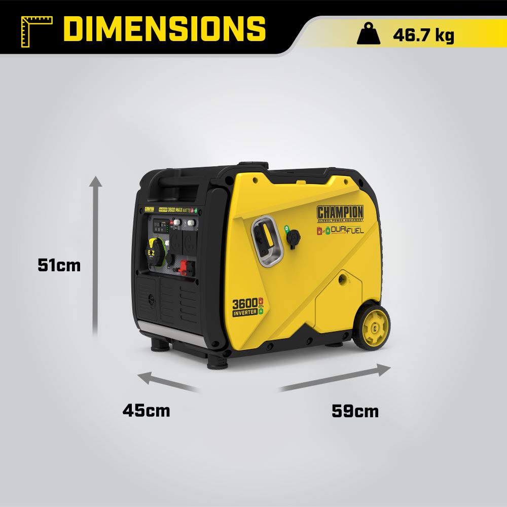 Champion 500988-UK Dual Fuel Inverter Generator