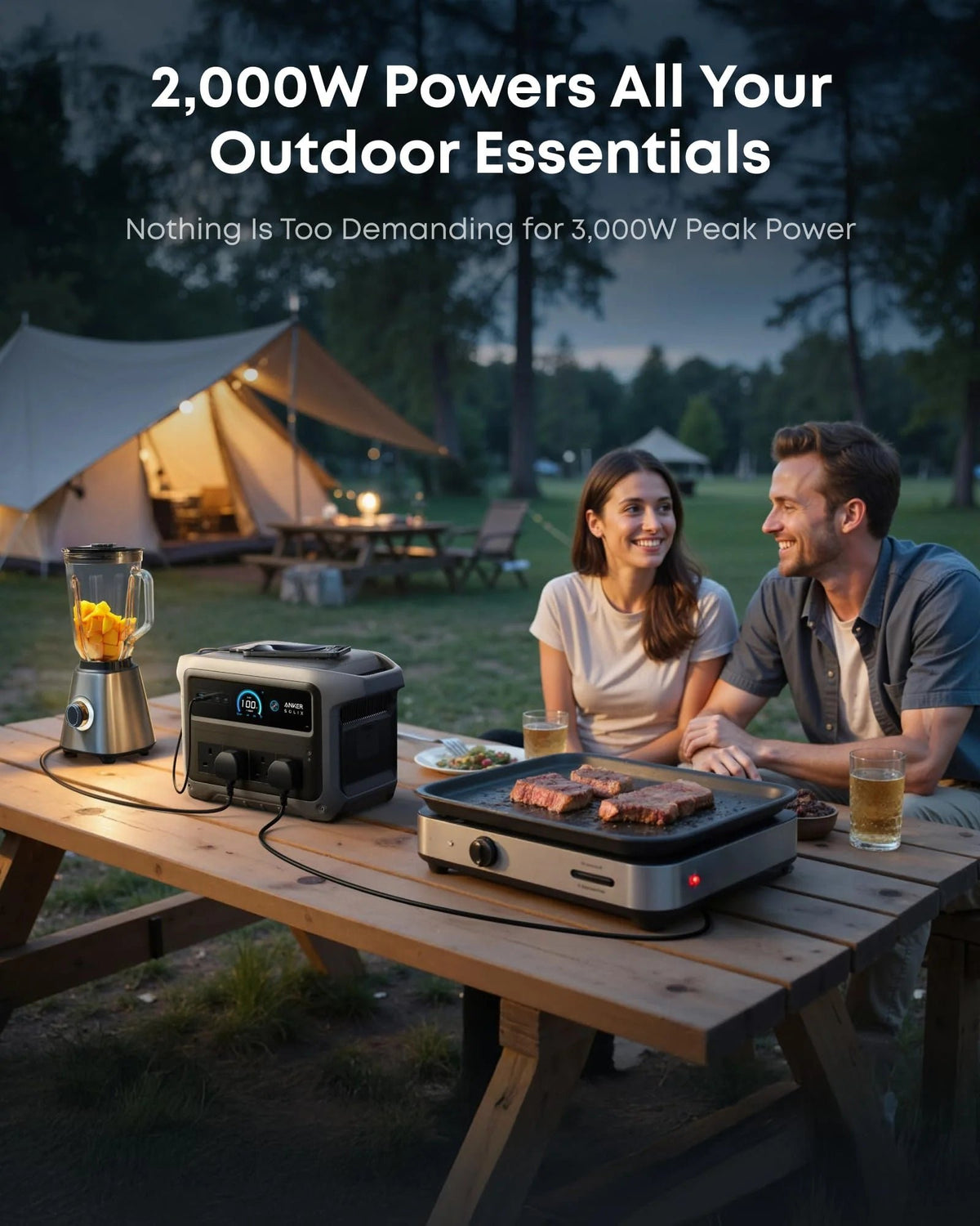 1024WH 2000W Portable Power Station – Solar Generator with UPS for Home Backup & Camping