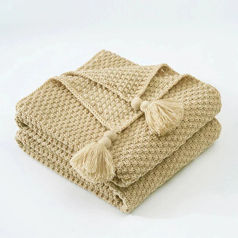 Textured Knitted Throw | Soft Sofa Comfort Decor