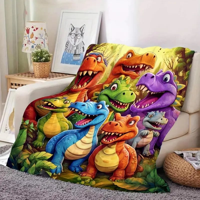 Dinosaur Blanket | Colourful Throw Blanket