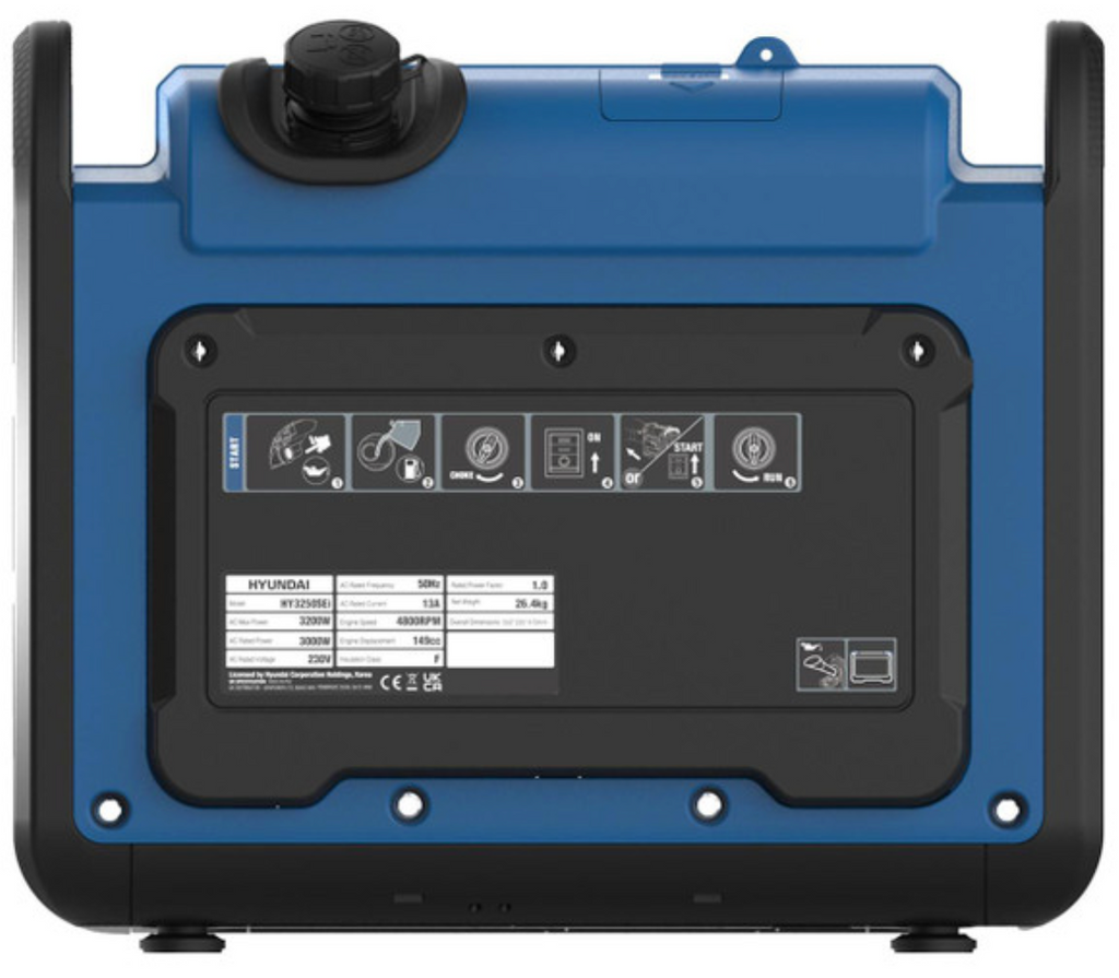 Hyundai 3200W / 3.2kW Petrol Inverter Generator, Pure Sine Wave Output, Lightweight, Quiet with Electric Start | HY3250SEi