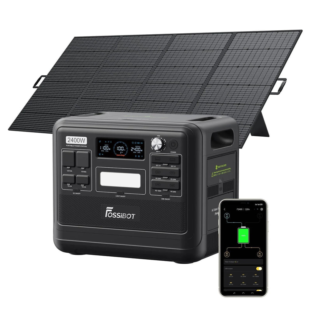 2048Wh Portable Power Station 2400W LiFePO4 Battery Solar Generator with Fast Charging