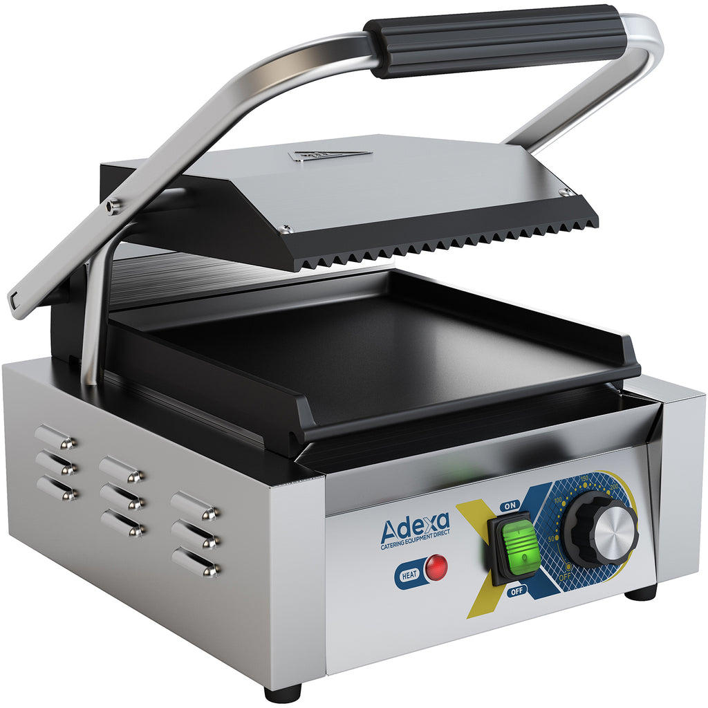 Heavy Duty Panini Contact grill Single Ribbed/Smooth | Adexa EGD10B