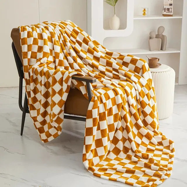 Checkered Sofa Throw | Soft Decorative Living Room