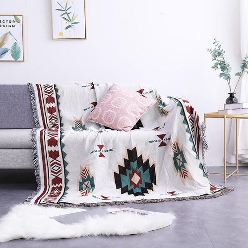 Boho Patterned Sofa Blanket | Cozy Decorative Comfort