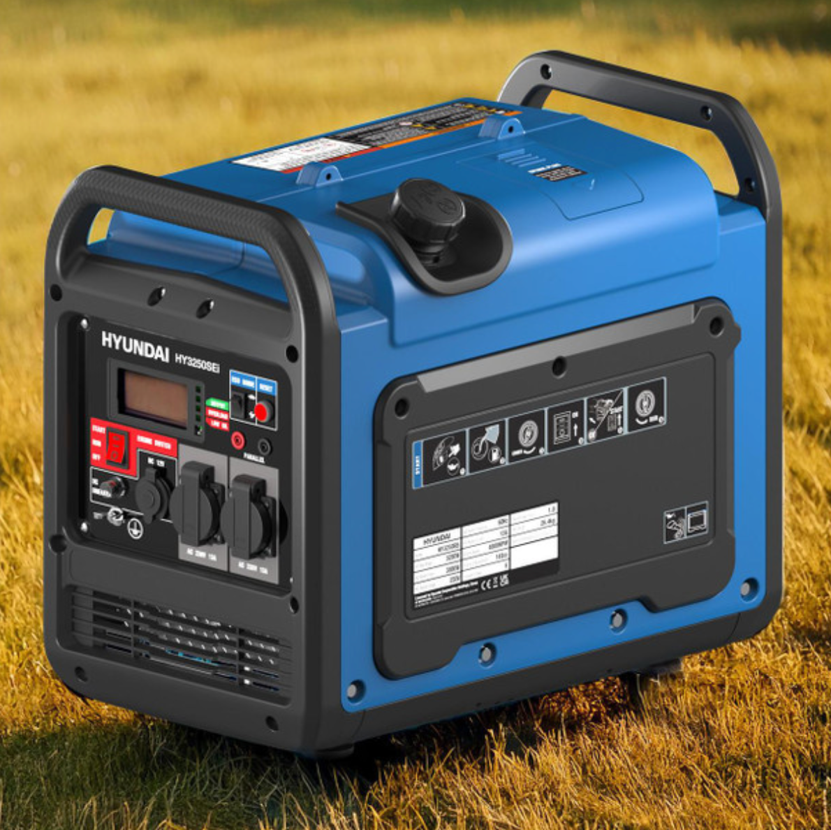 Hyundai 3200W / 3.2kW Petrol Inverter Generator, Pure Sine Wave Output, Lightweight, Quiet with Electric Start | HY3250SEi