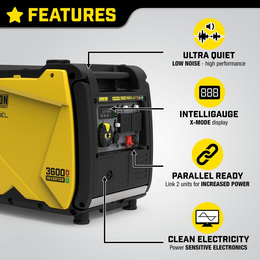 Champion 500988-UK Dual Fuel Inverter Generator