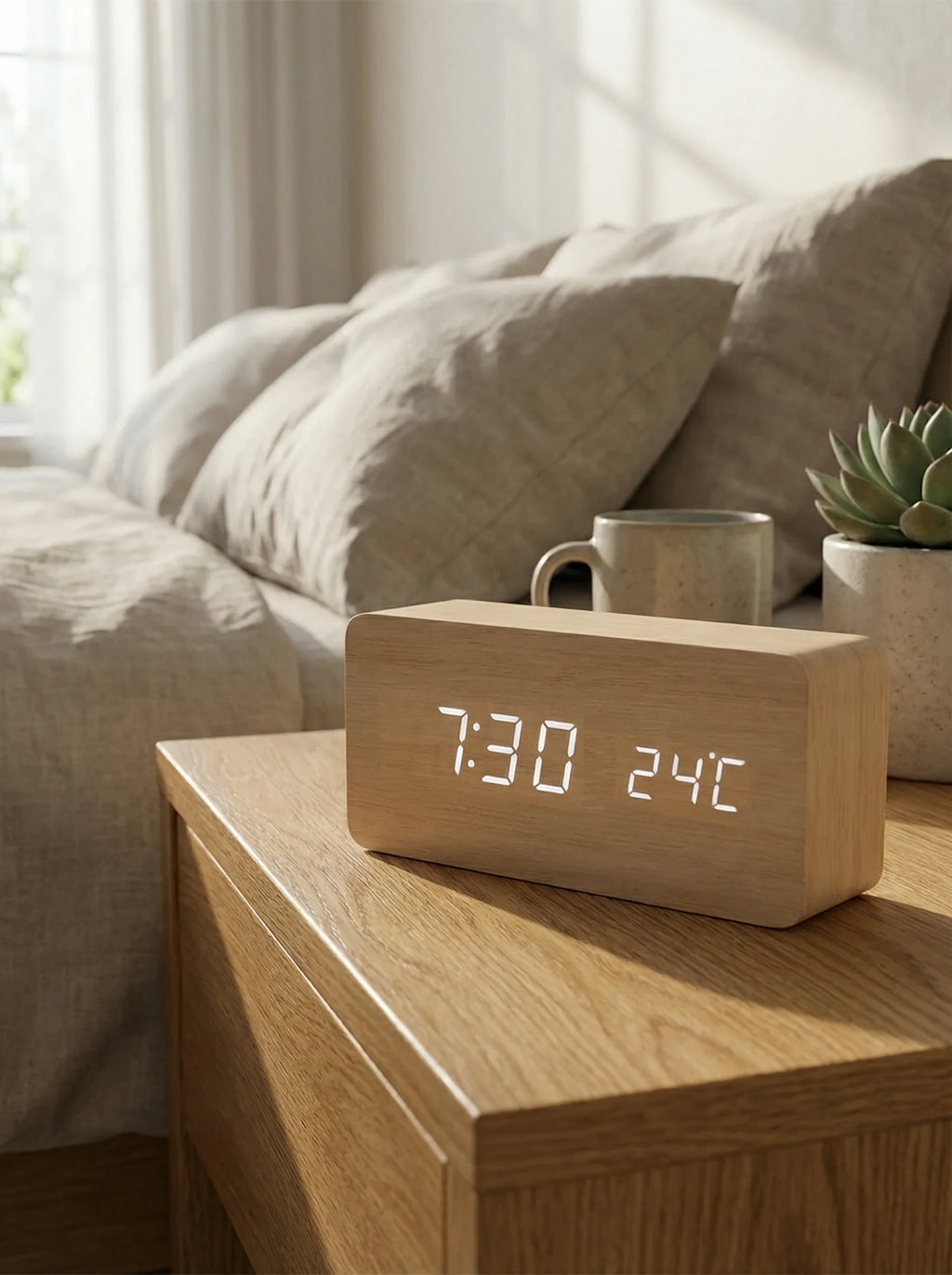 Desk Clocks | Digital Alarm Clock Wooden Style