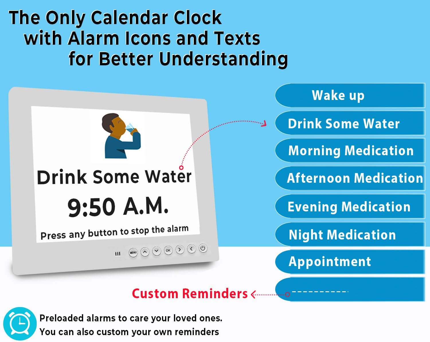 Digital Calendar Clock | Large Display Reminder Clock