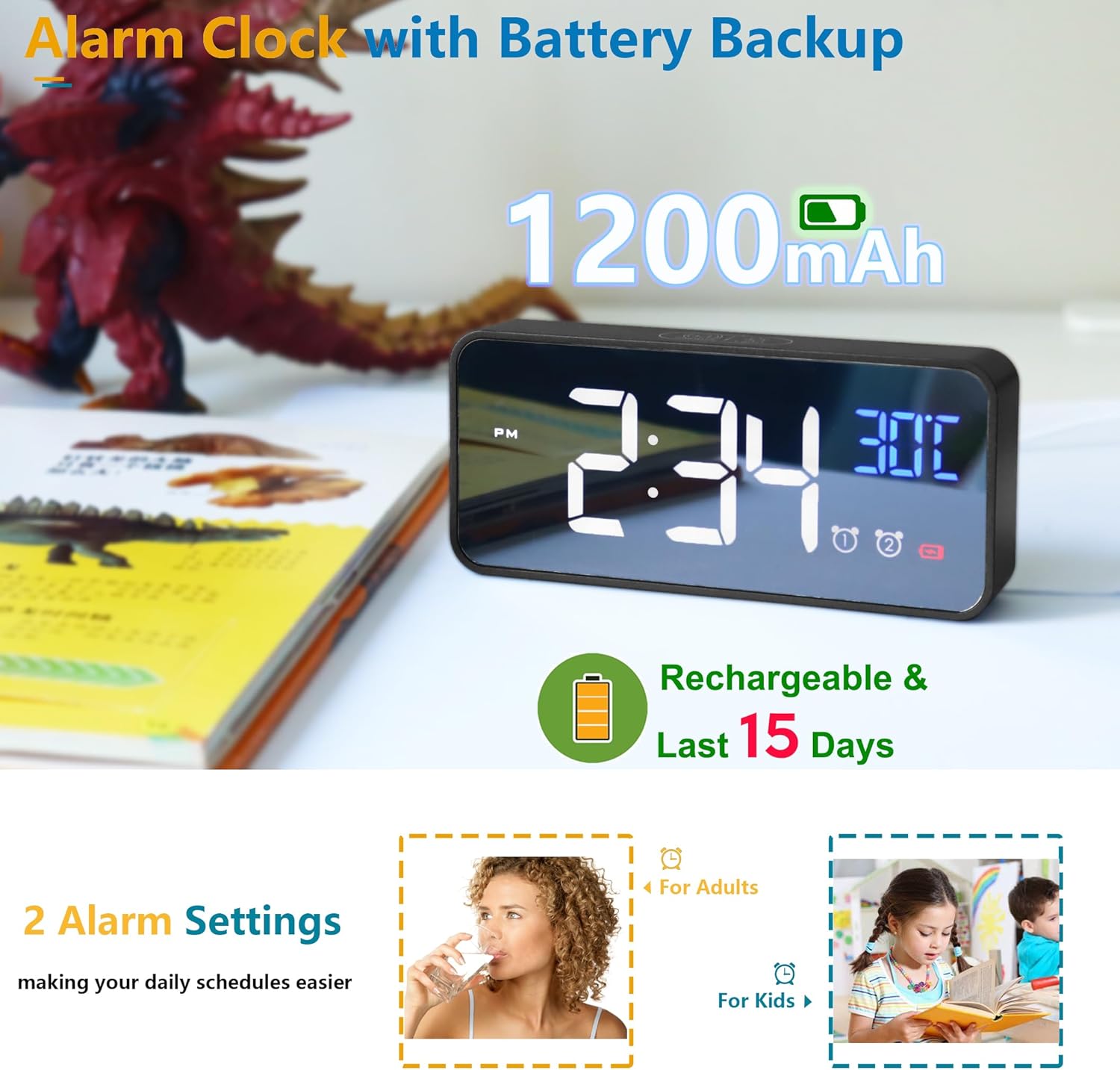 Digital Calendar Clock | Large Display Reminder Clock