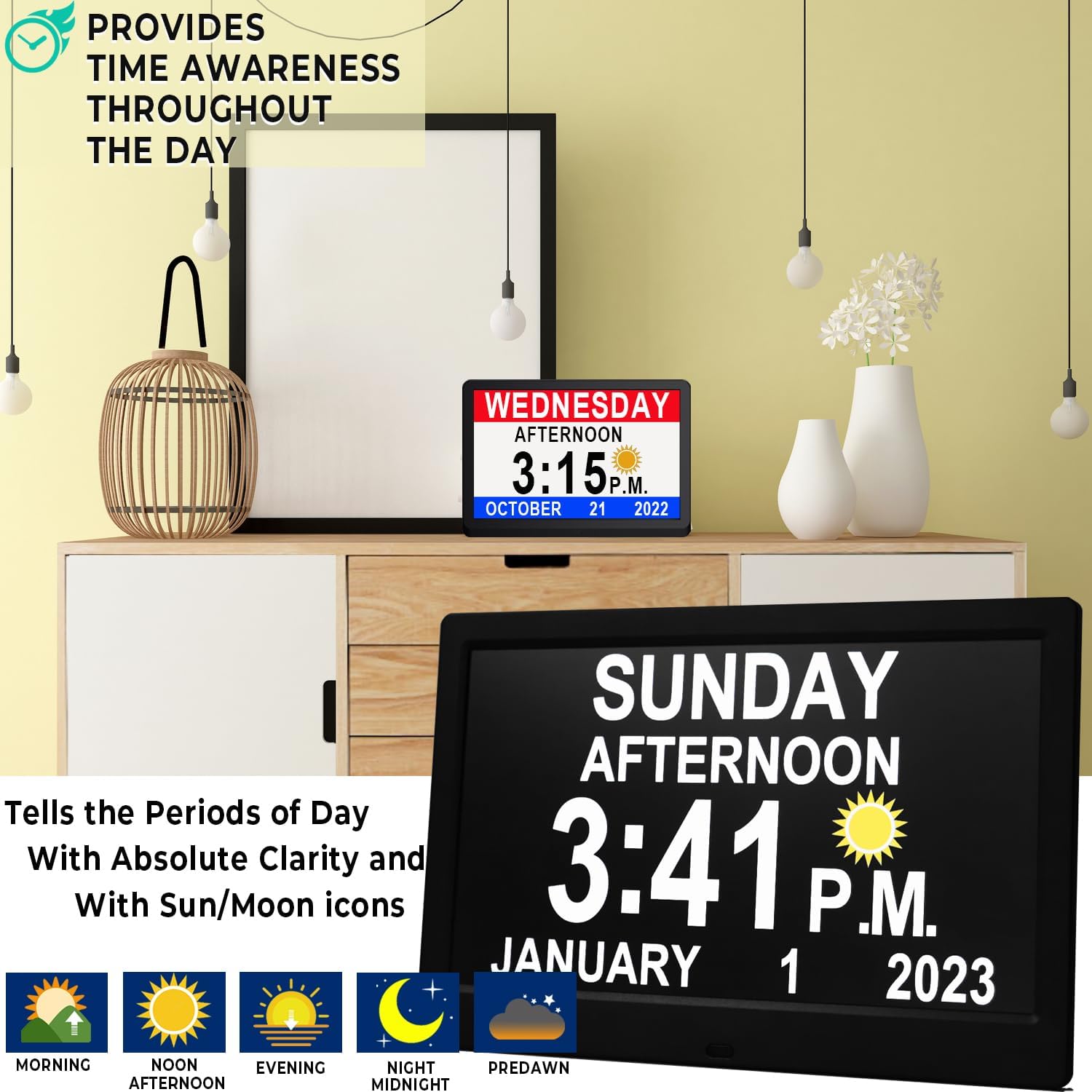 Digital Calendar Clock | Large Display Reminder Clock