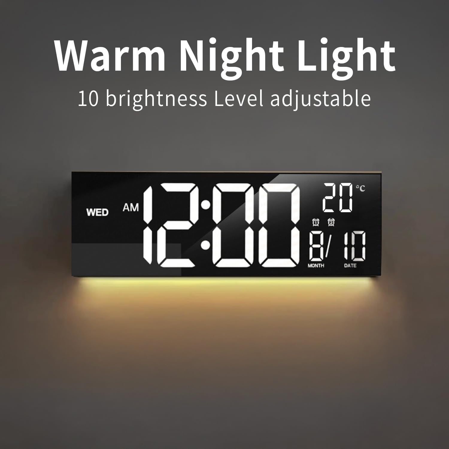 Digital Wall Clock | LED Alarm Calendar Clock
