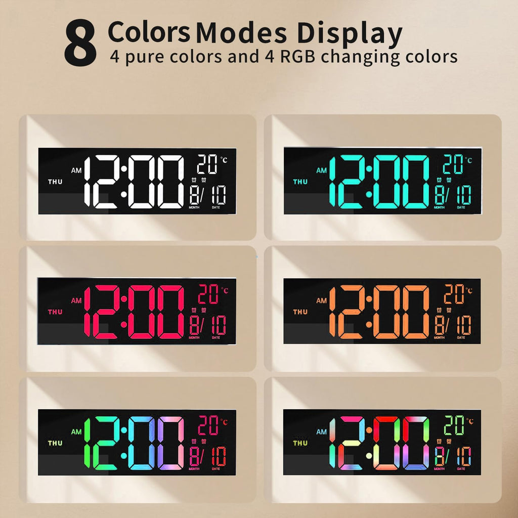 Digital Wall Clock | LED Alarm Calendar Clock