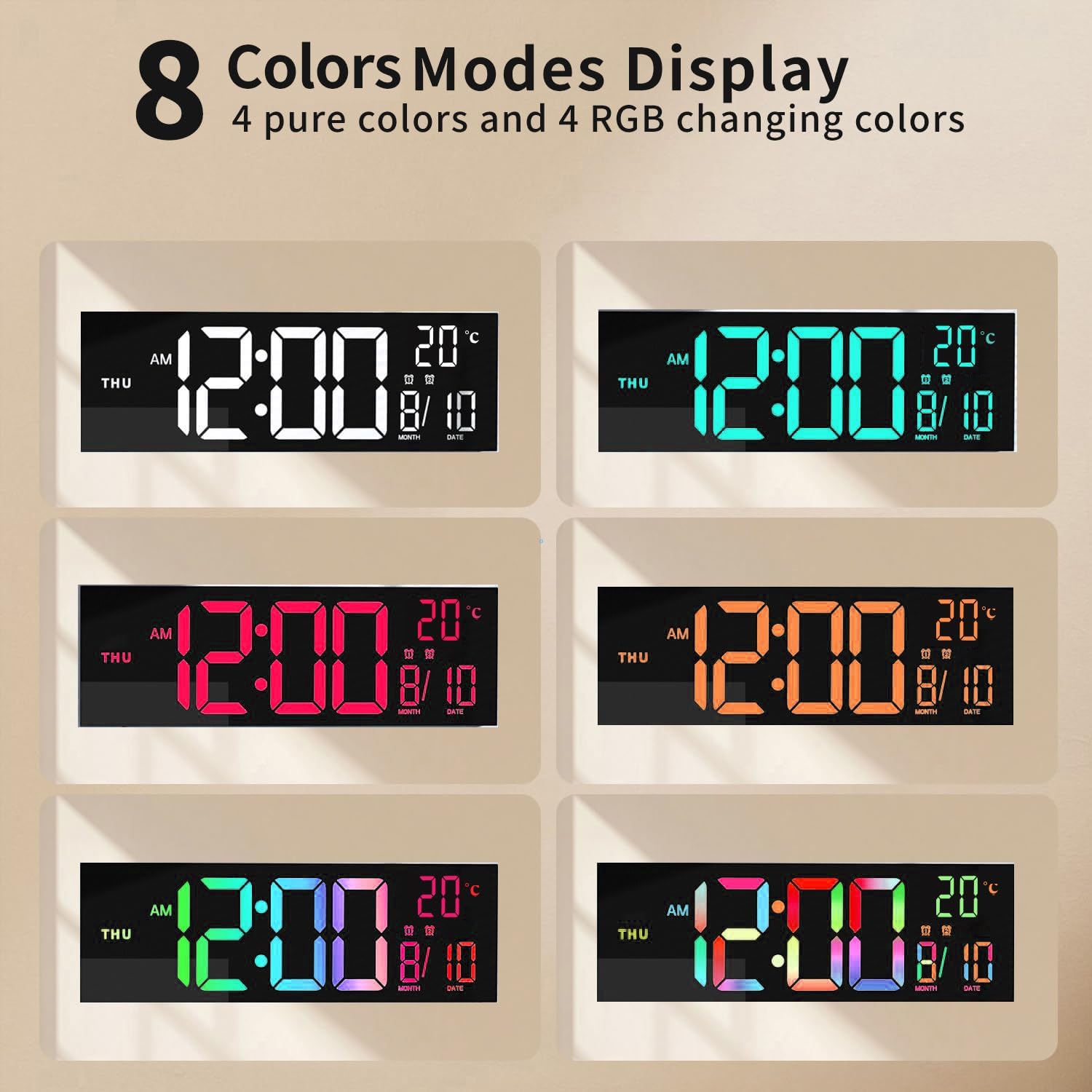 Digital Wall Clock | LED Alarm Calendar Clock