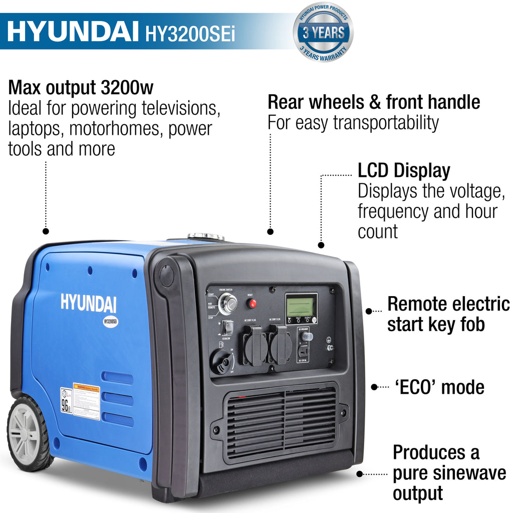 Hyundai HY3200SEi 3200W Portable Inverter Generator