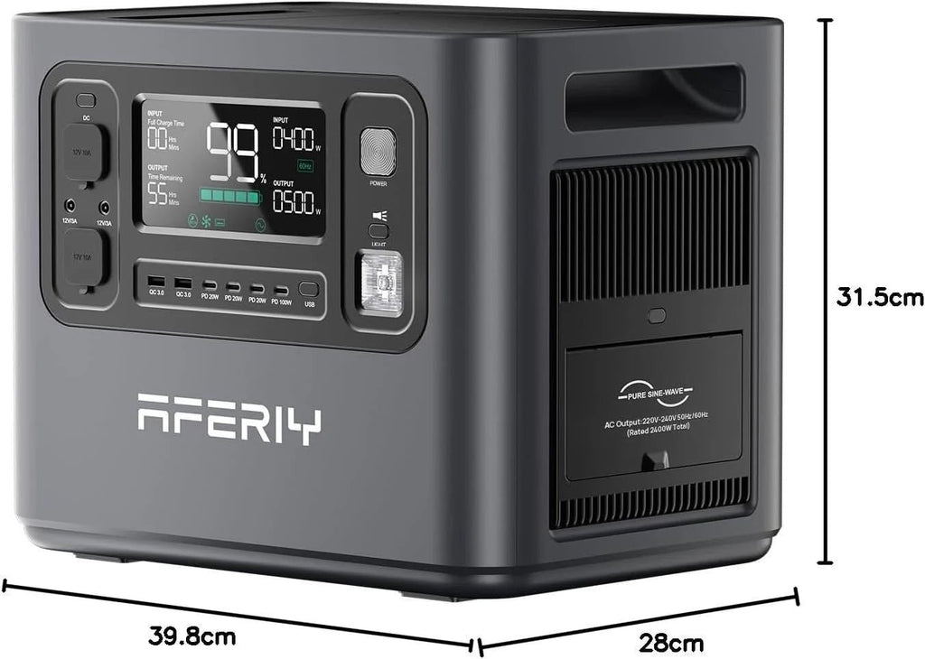 2048Wh Portable Power Station 2400W LiFePO4 Battery Solar Generator with UPS