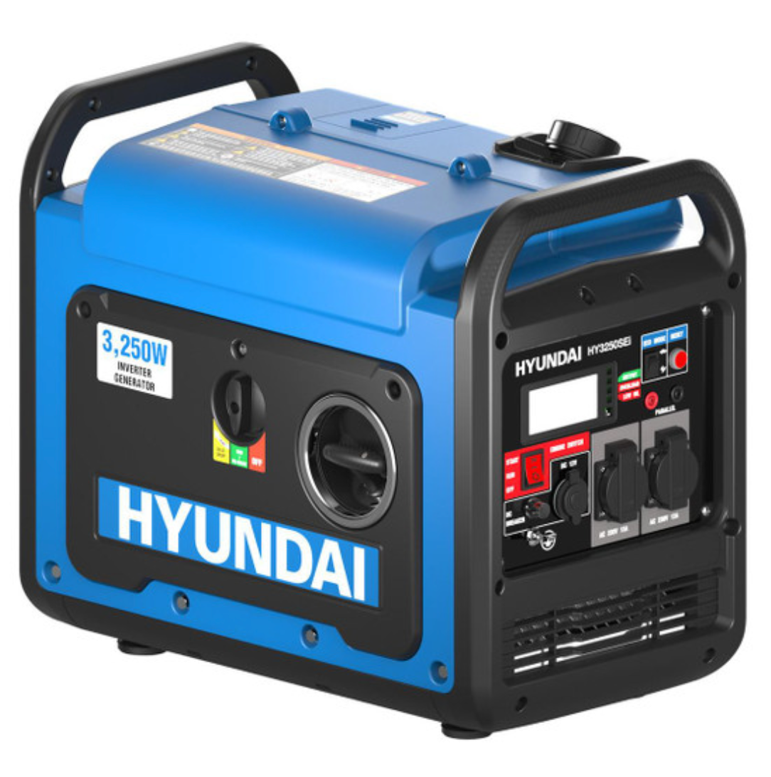 Hyundai 3200W / 3.2kW Petrol Inverter Generator, Pure Sine Wave Output, Lightweight, Quiet with Electric Start | HY3250SEi