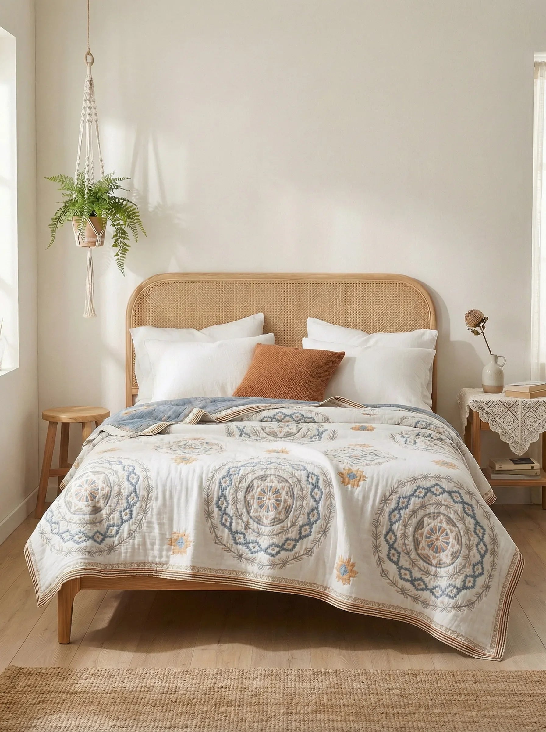 Geometric Bed Quilt Blanket | Soft Layered Bedroom Comfort