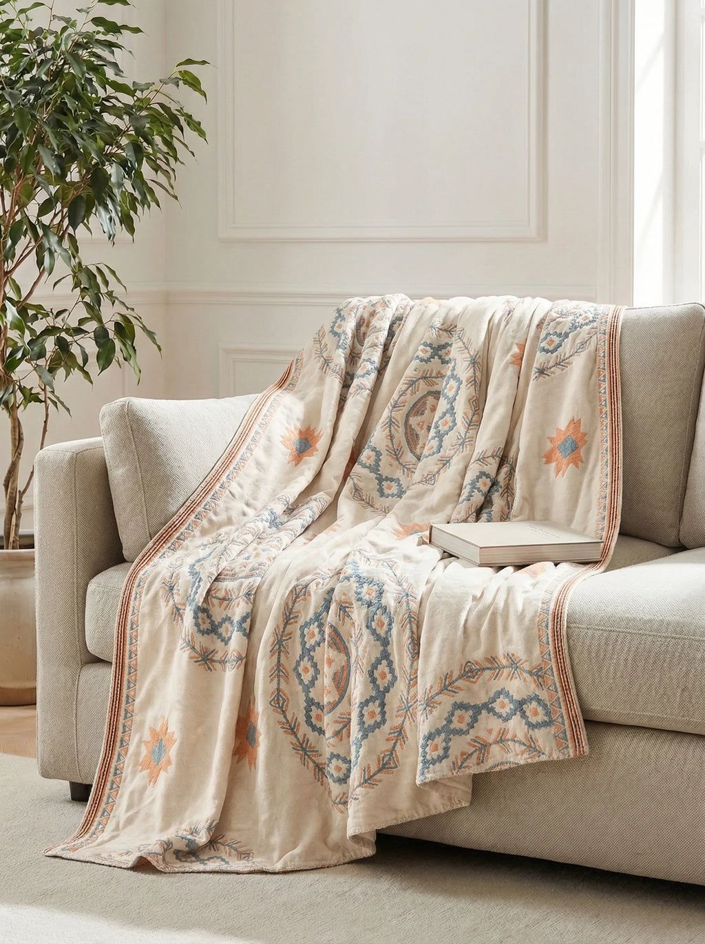 Geometric Bed Quilt Blanket | Soft Layered Bedroom Comfort