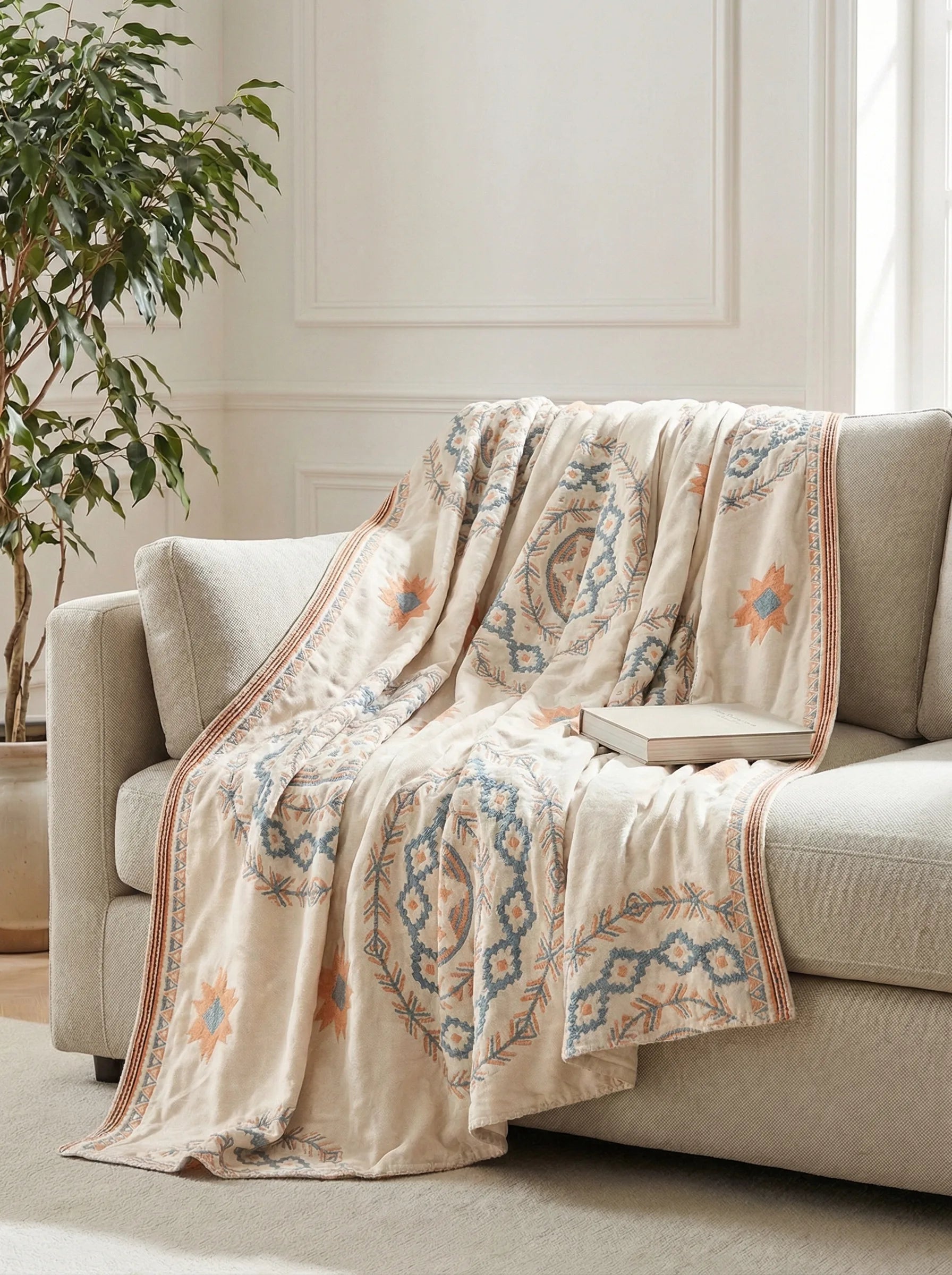 Geometric Bed Quilt Blanket | Soft Layered Bedroom Comfort