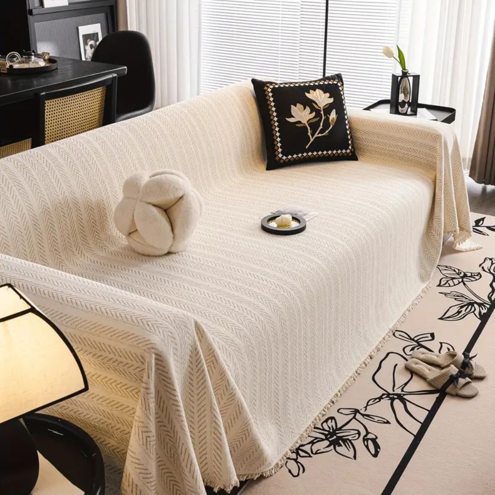 Nordic Sofa Cover | Tassel Trim
