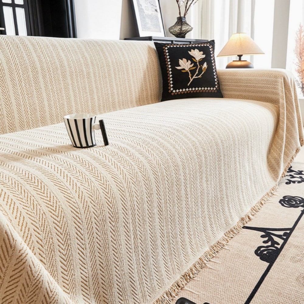Nordic Sofa Cover | Tassel Trim